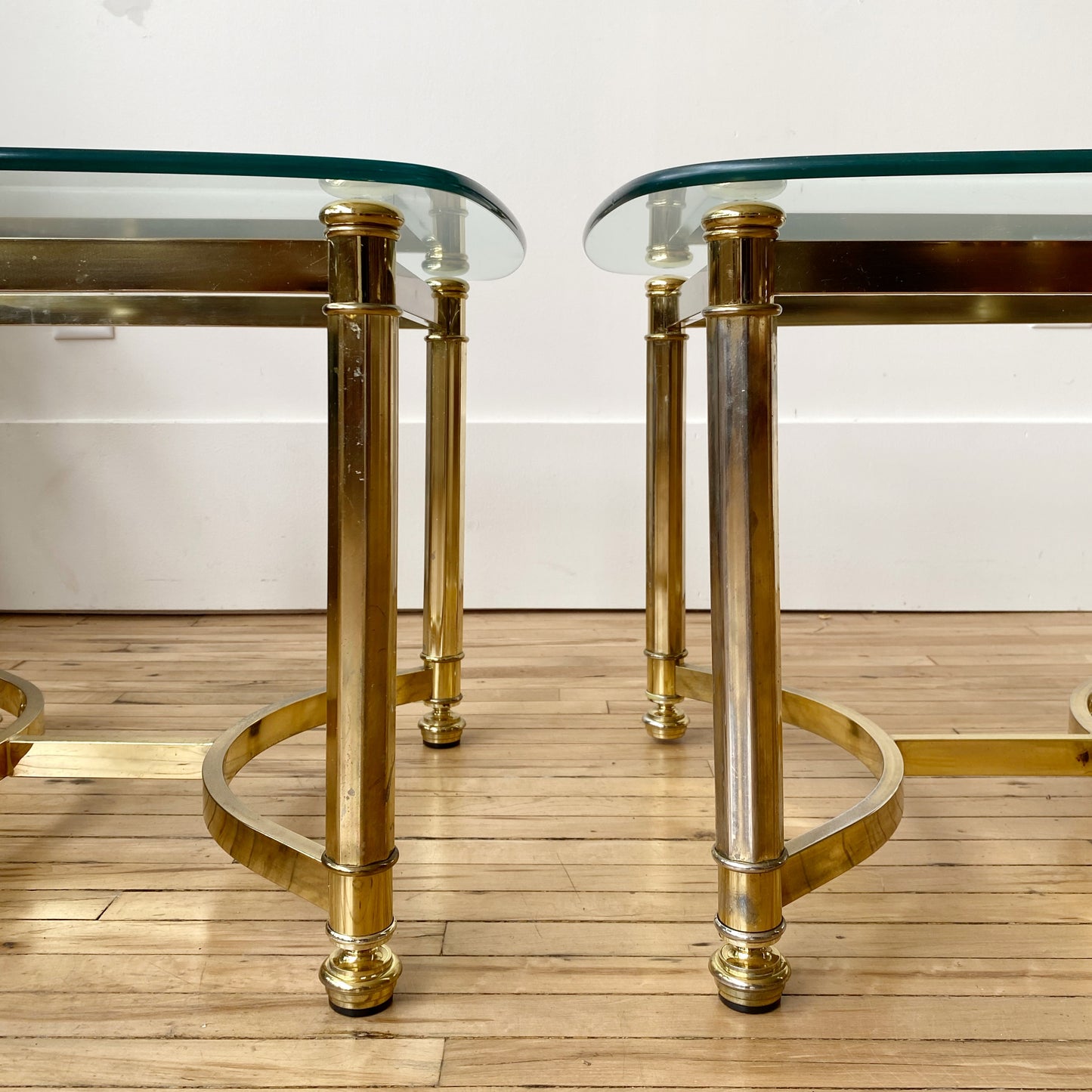 Vintage Brassy Glass Tables
