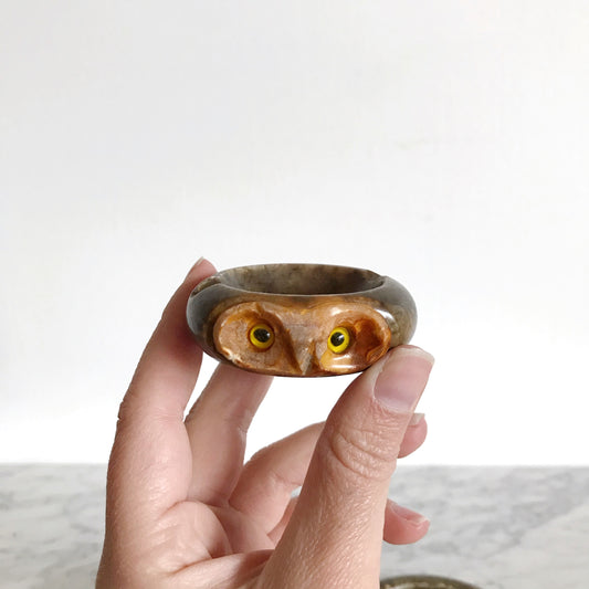 Vintage 70’s Marble Owl Ashtray, Small