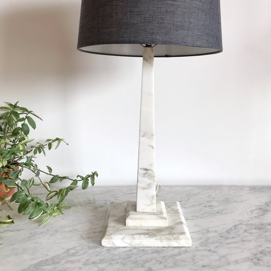 Mid-Century Solid Marble Obelisk Lamp