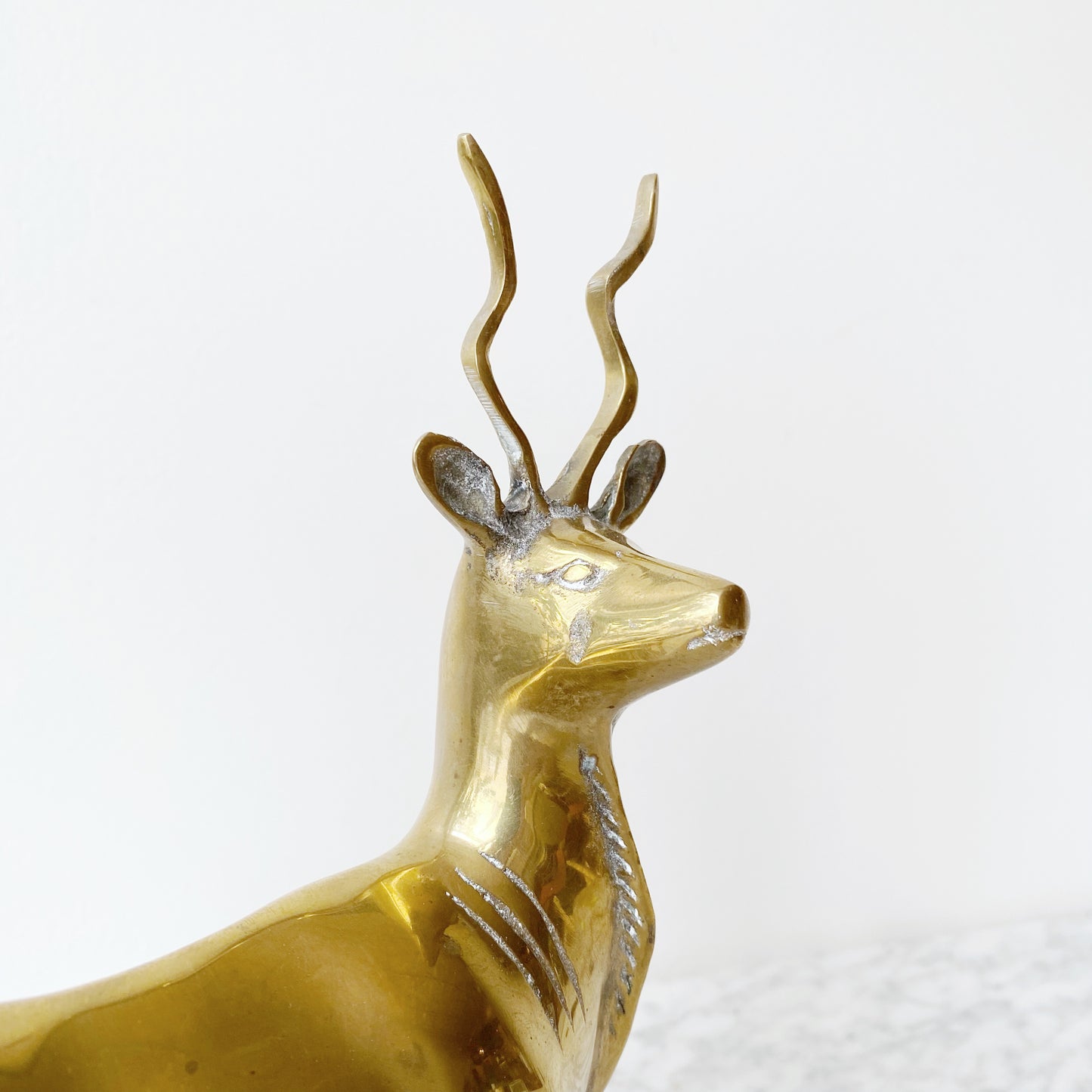 Large Vintage Brass Antelope, 9.75”