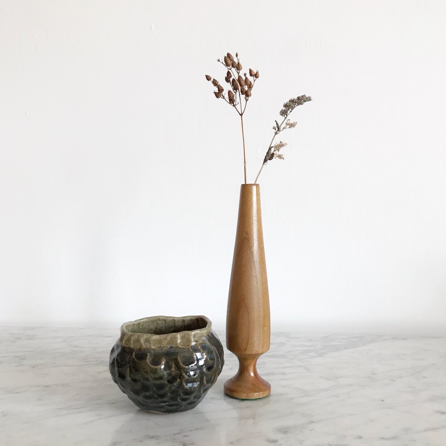 Slender Vintage Turned Wood Bud Vase