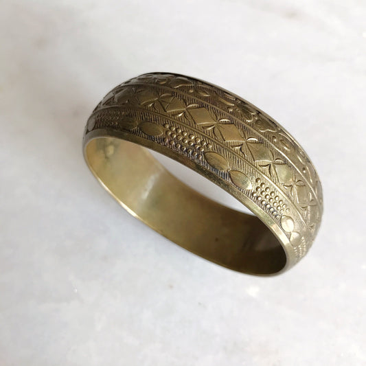 Vintage Textured Brass Cuff Bracelet