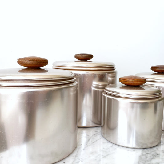 Set of Vintage 1950's Aluminum Kitchen Canister Set