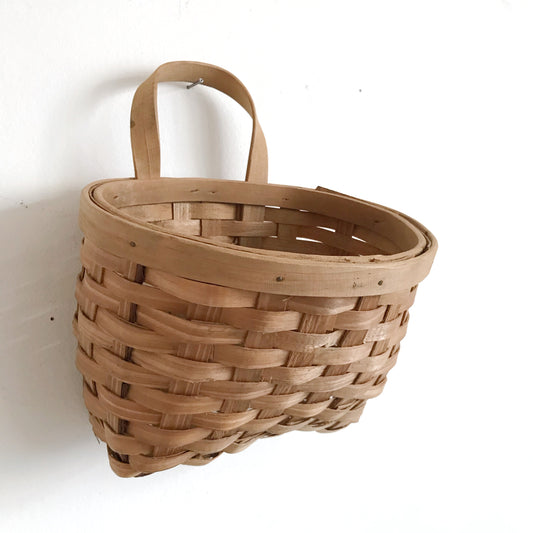 Small Vintage Woven Bentwood Wall Basket