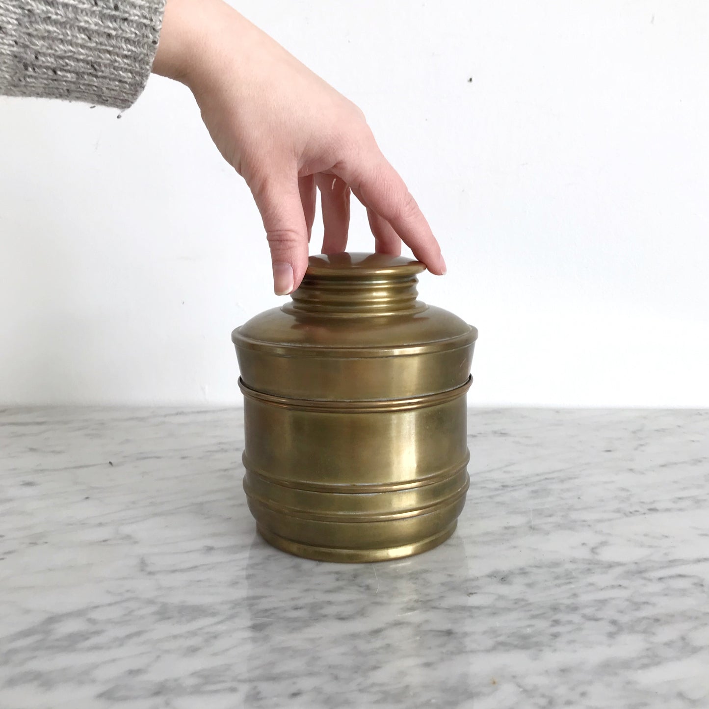 Vintage Brassy Canister with Lid