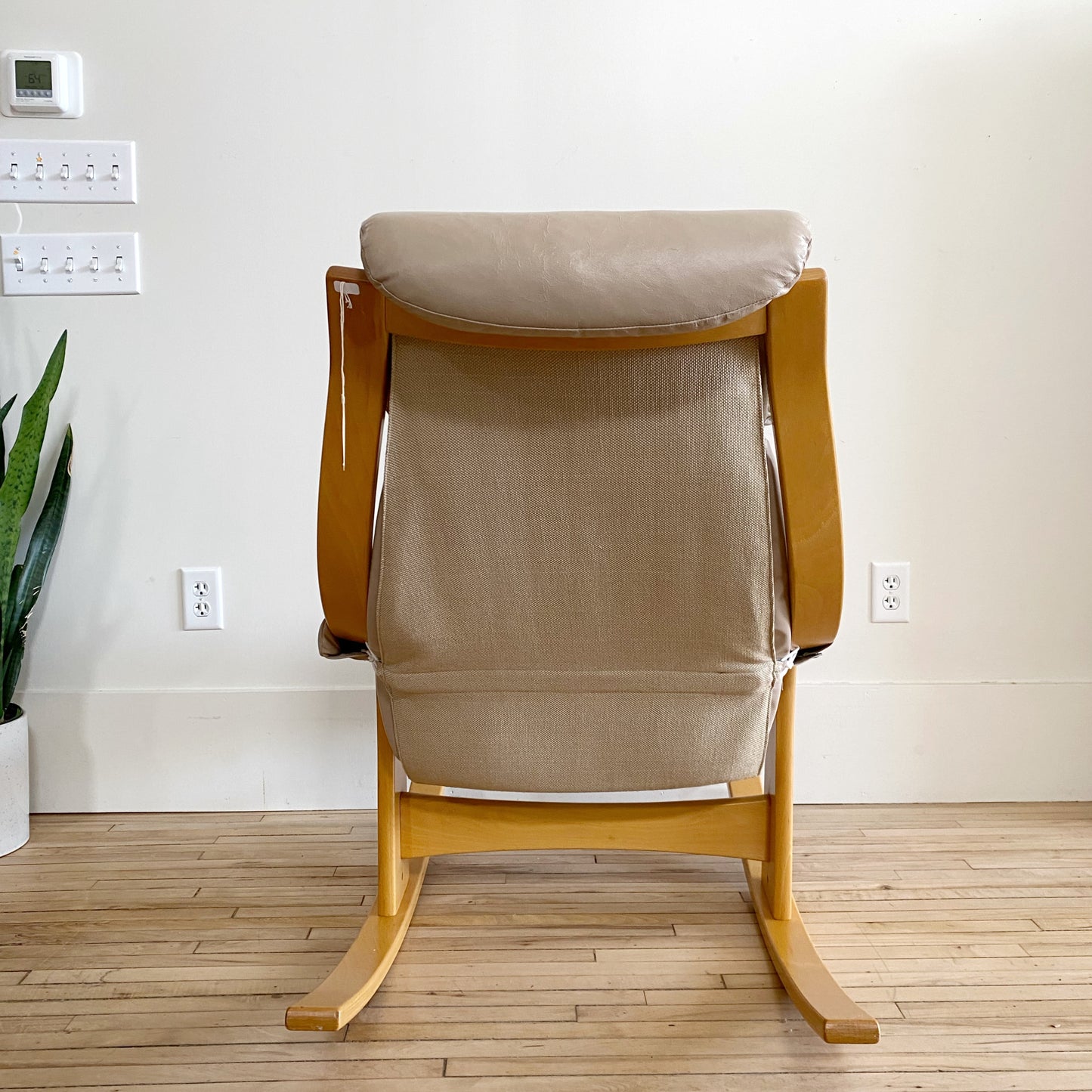 Vintage Scandinavian Leather Rocking Chair