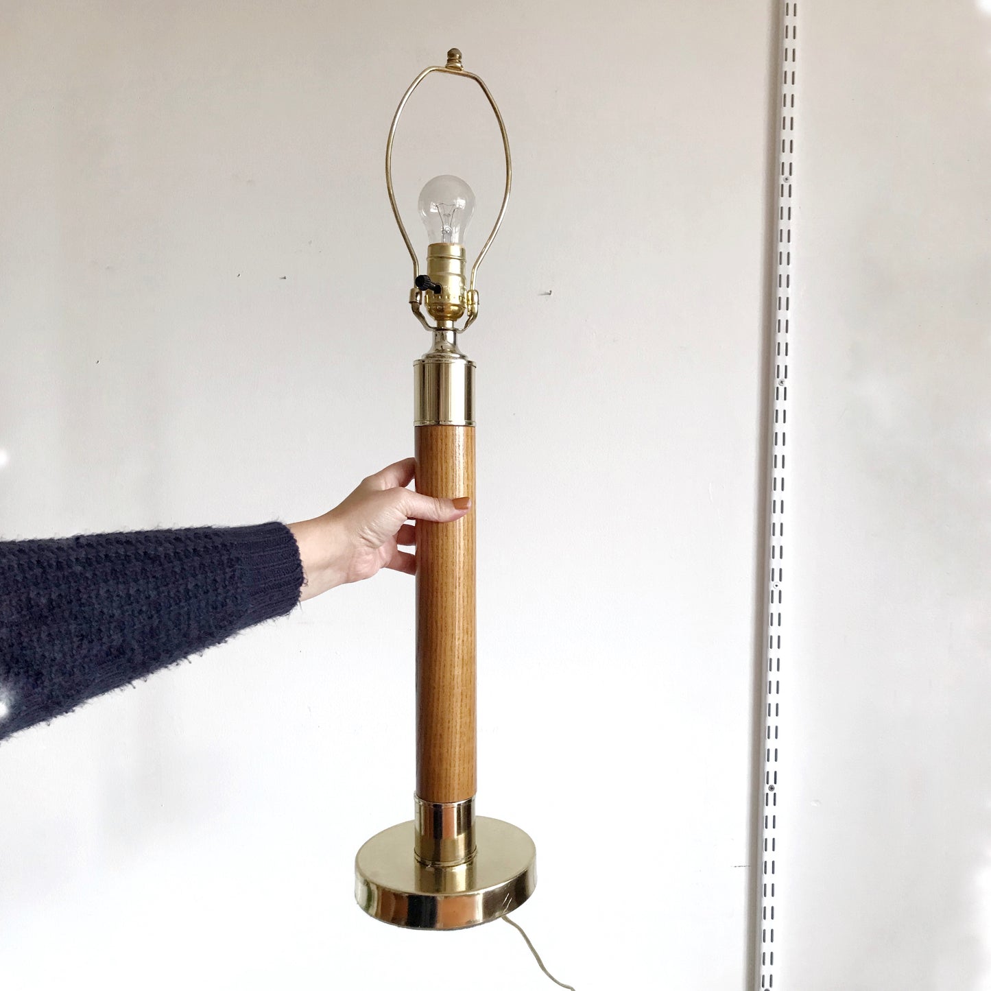Tall Vintage Wood + Gold Lamp