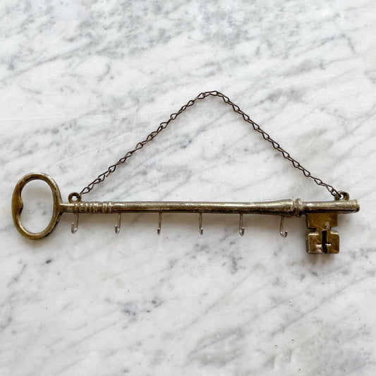 Vintage Brassy Key Shaped Key Holder