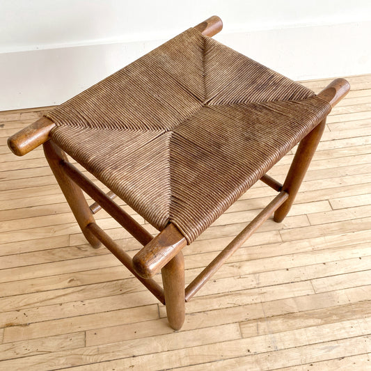 Found Antique Handwoven Paper Cord Stool