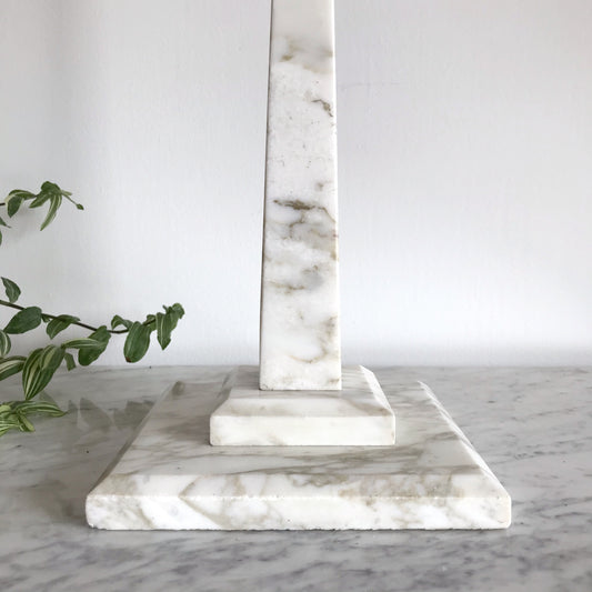Mid-Century Solid Marble Obelisk Lamp
