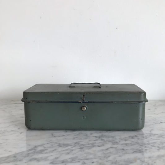 Small Vintage Metal Box, Sage Green