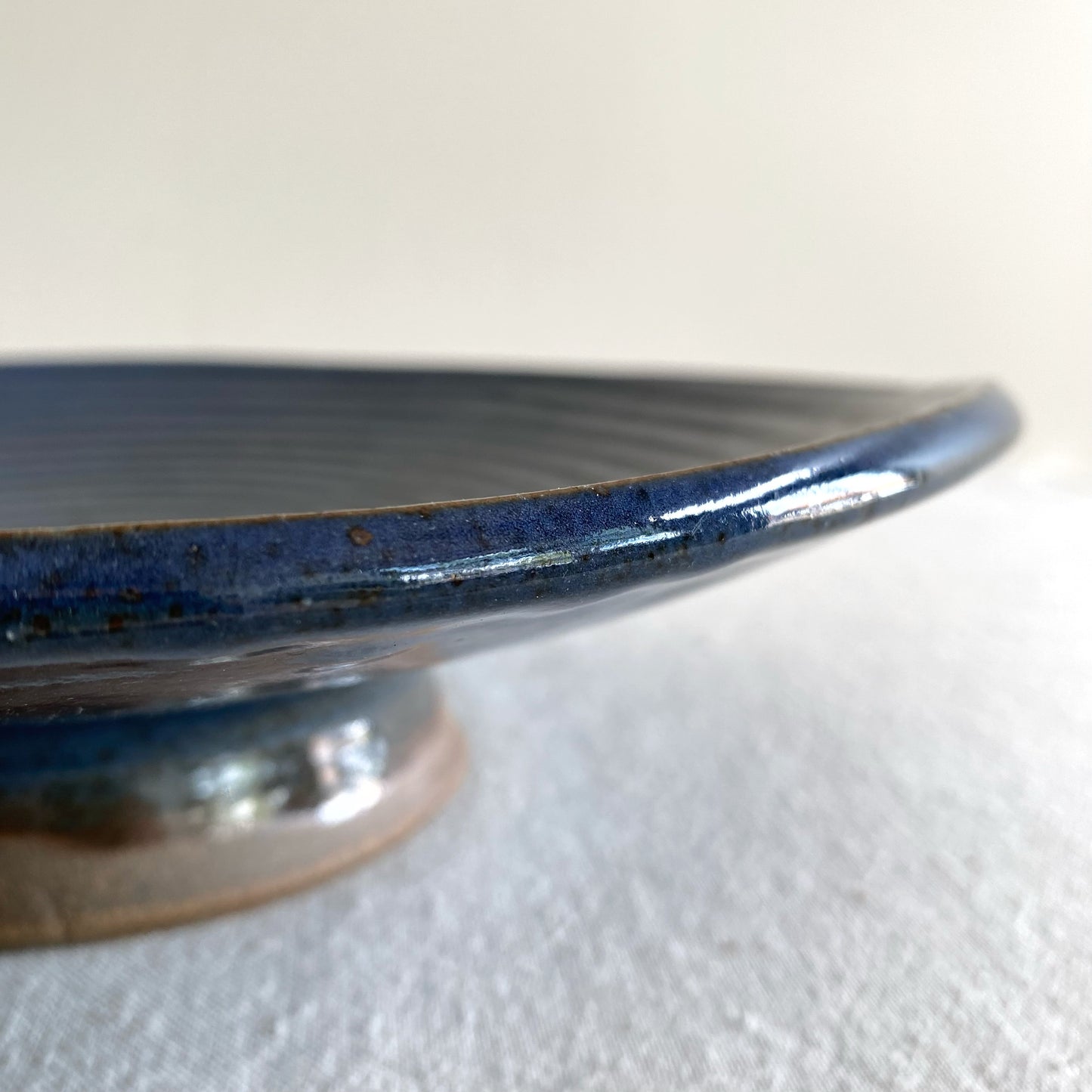 Large Blue Stoneware Platter, 12”