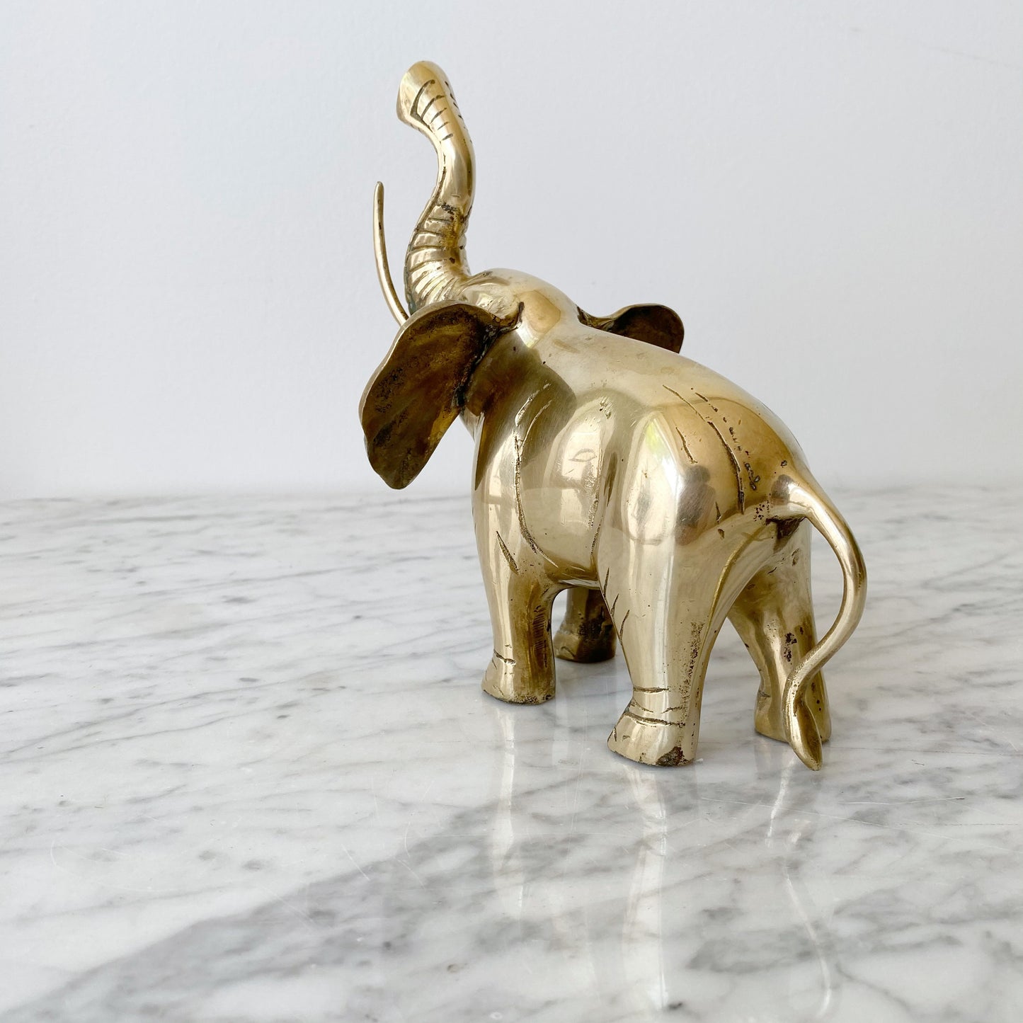 Large Vintage Brass Elephant, 7”
