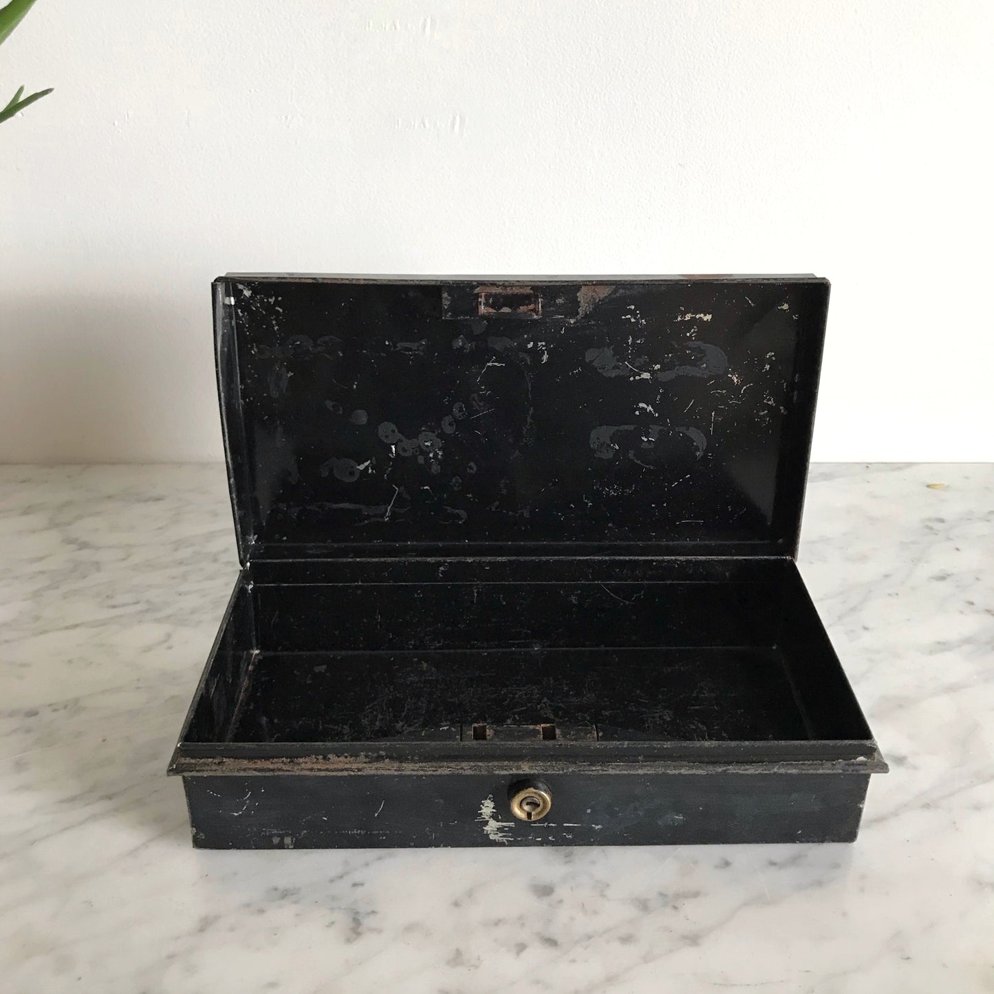 Small Vintage Black Metal Tool Box