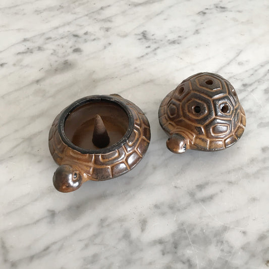 Vintage Ceramic Stacked Turtle Incense Burner
