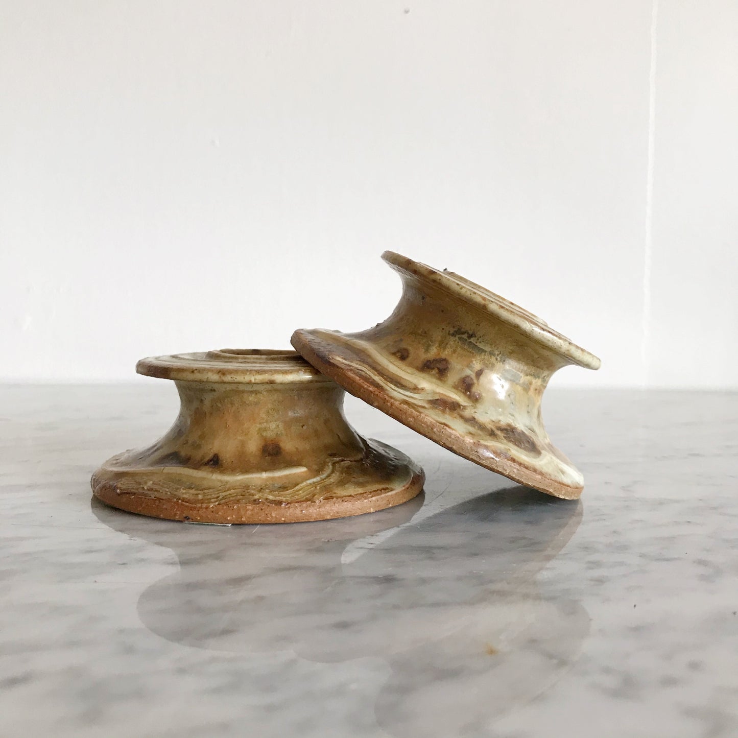 Pair of Vintage Pottery Candle Holders