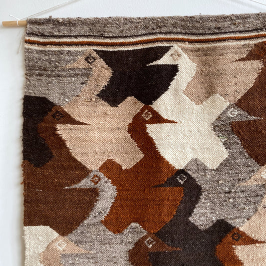 Vintage Handwoven Bird Textile (25.5 x 43)