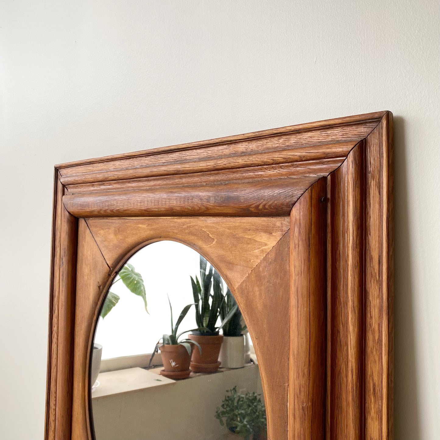 Large Antique Wood Framed Mirror (26.5” x 30.5”)