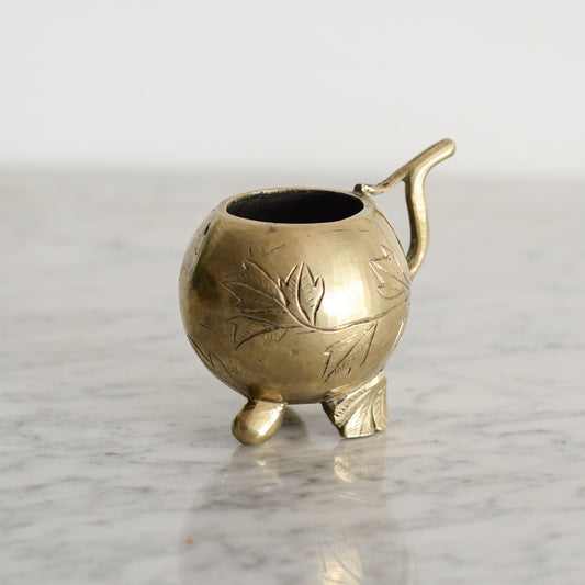 Vintage Solid Brass Footed Cup with Handle