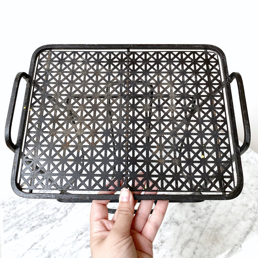 MCM Black Metal Side Table / Plant Stand / Magazine Holder