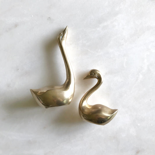Pair of Minimal Brass Swans