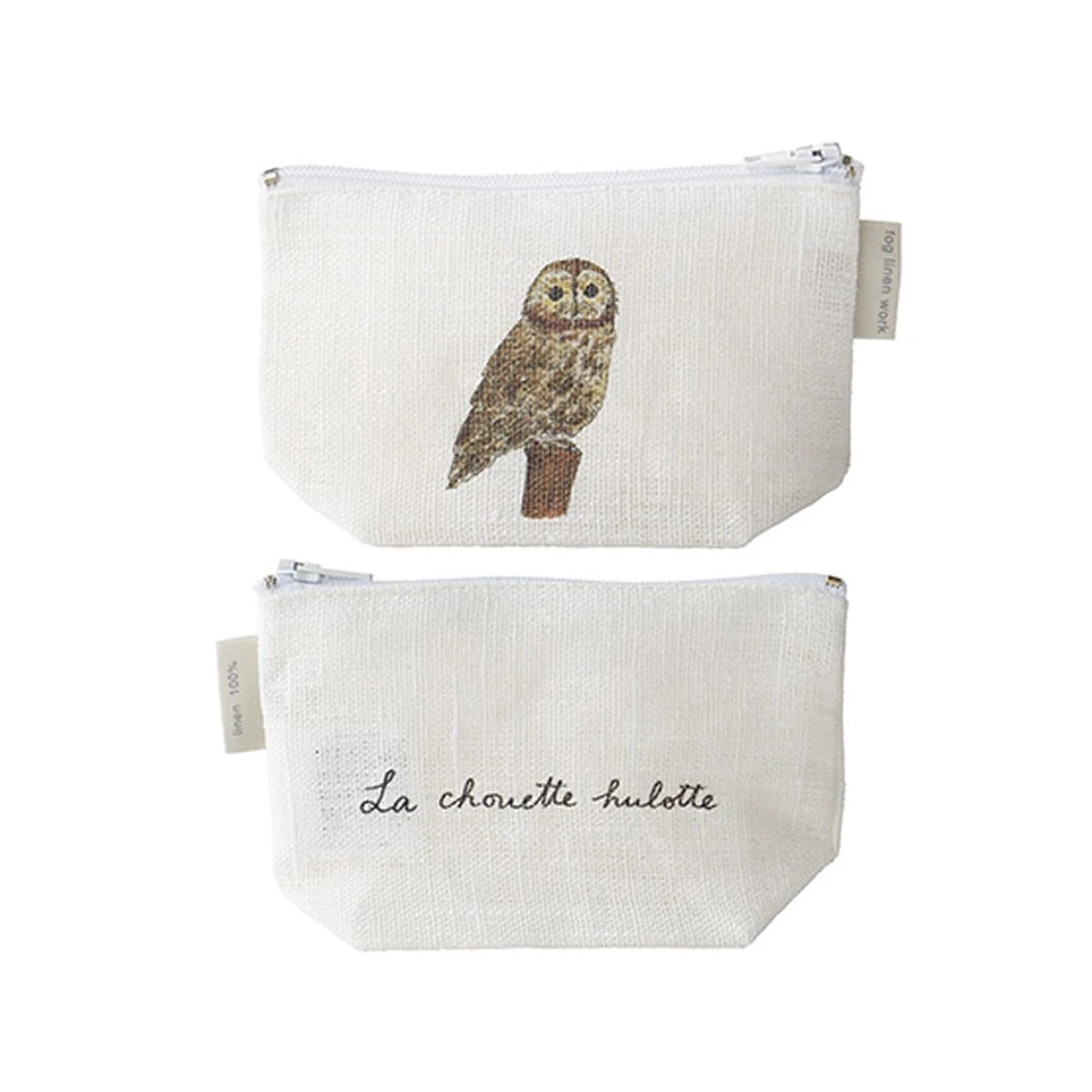 Isabelle Boinot Linen Pouch: Owl or Bird