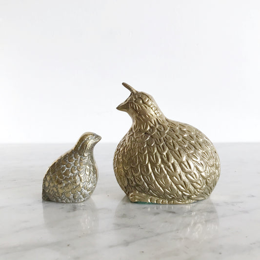 Pair of Darling Vintage Brass Quail