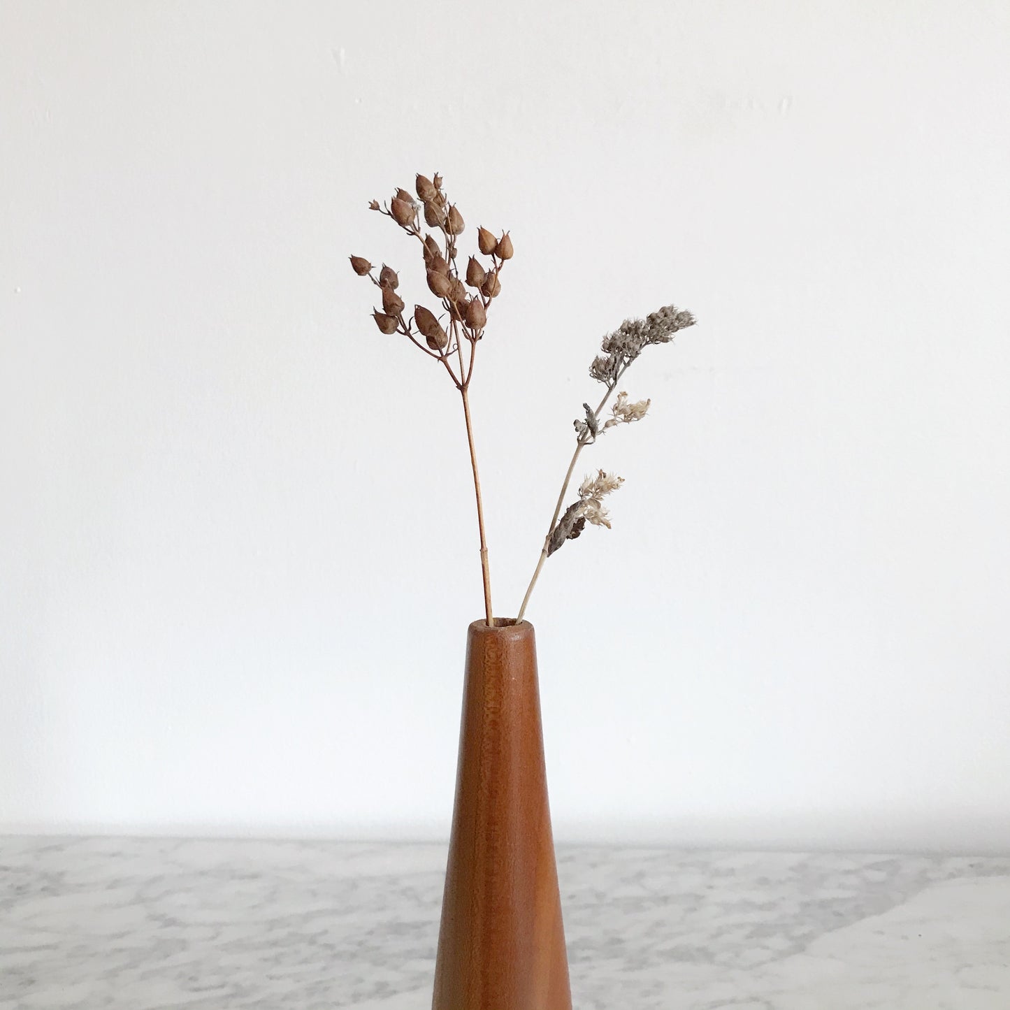 Slender Vintage Turned Wood Bud Vase