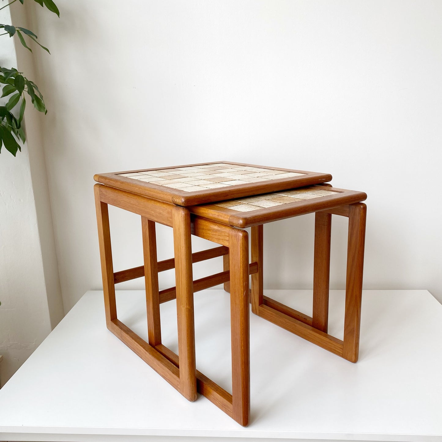 Vintage Teak + Tile Nesting Tables