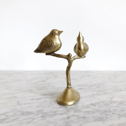 Vintage Brass Lovebirds in Tree