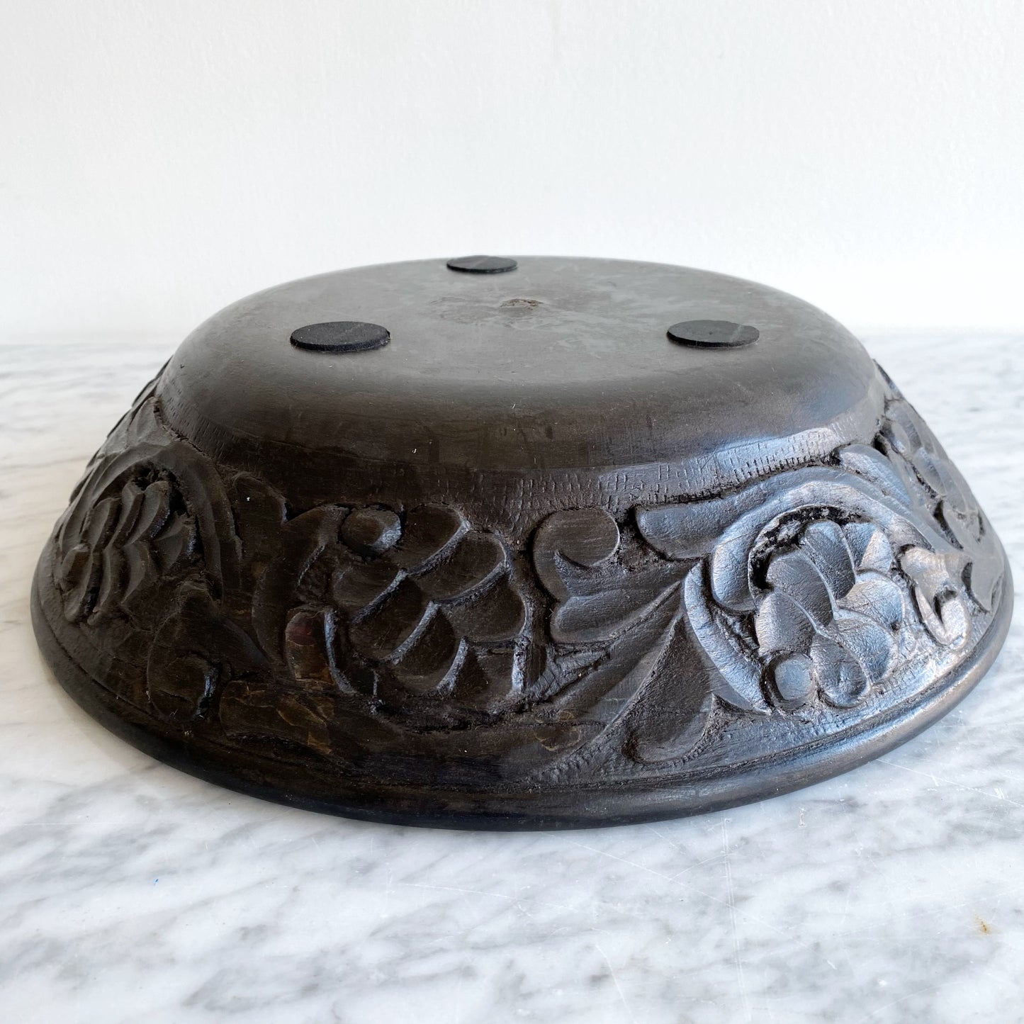 Found Decorative Carved Wood Bowl, Ebony