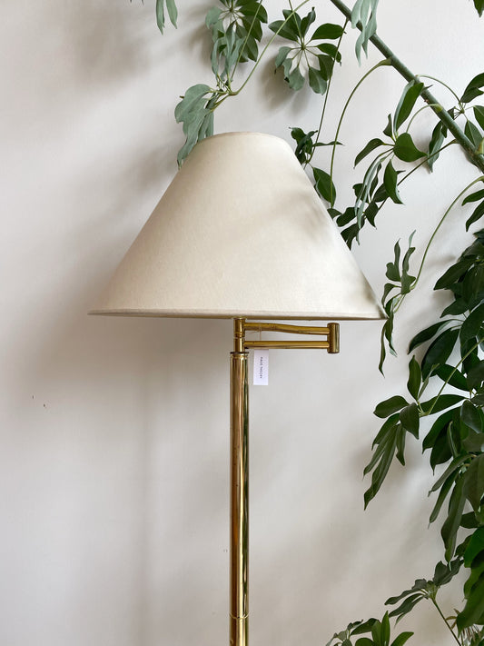 Vintage Brass Floor Lamp with Shade