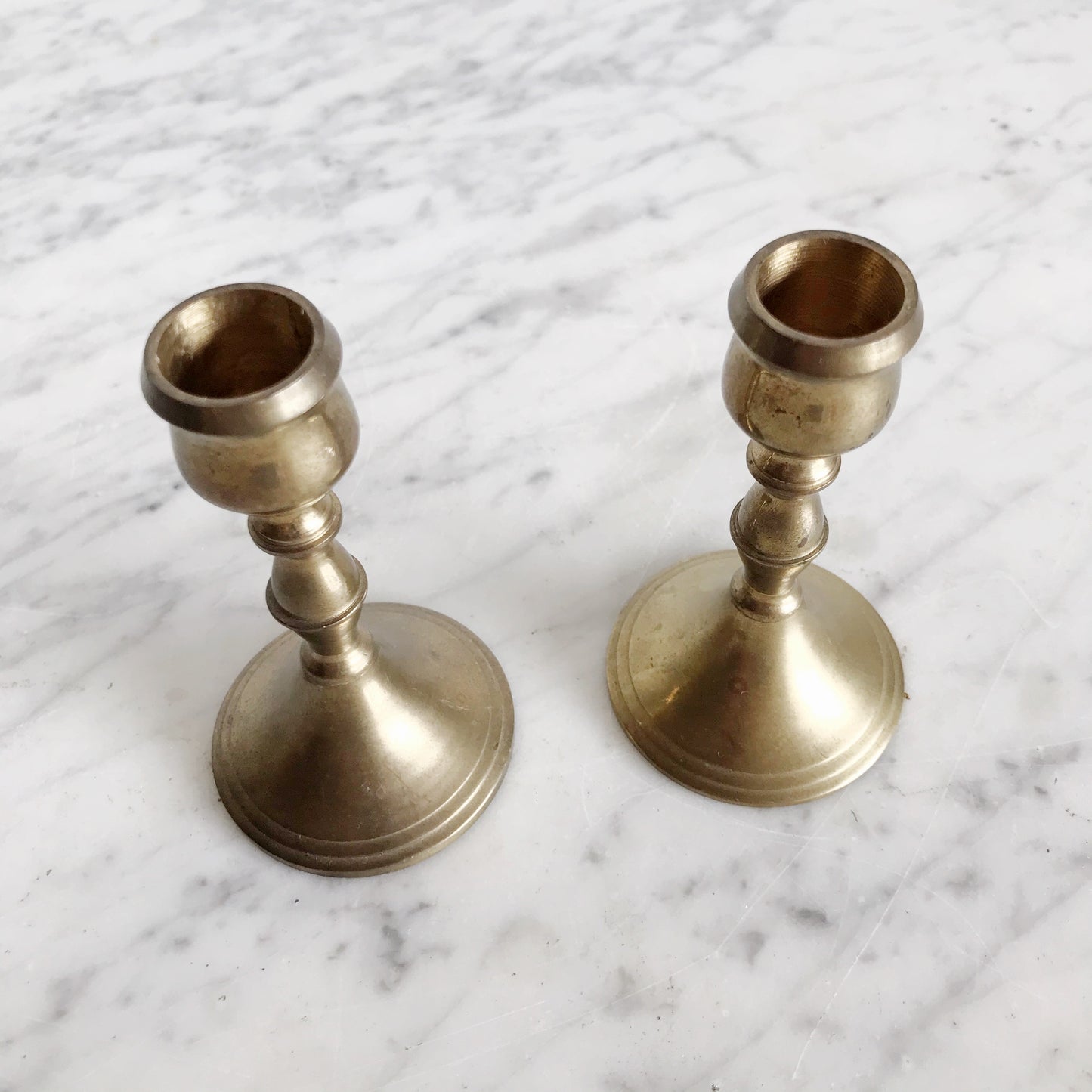 Pair Vintage Brass Candlestick Holders