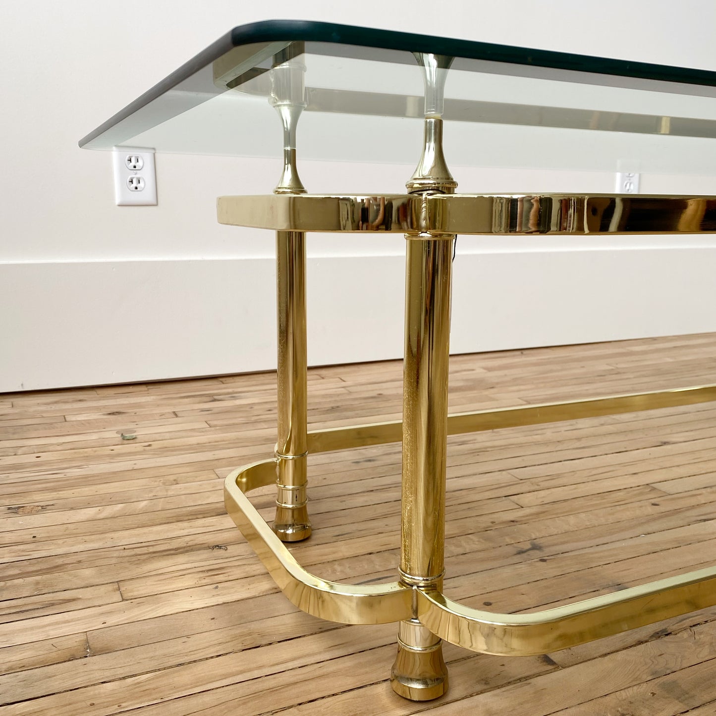 Vintage Brass + Glass Coffee Table