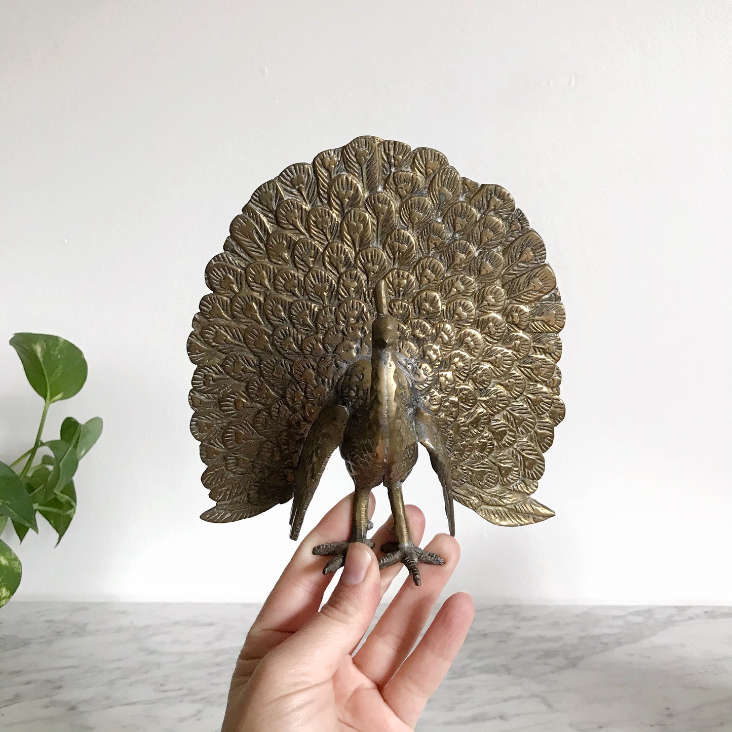 Vintage Brass Peacock Bookends