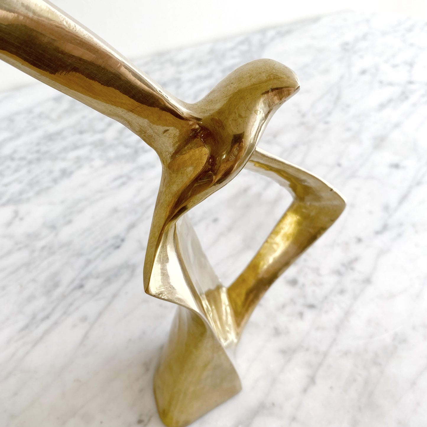 Vintage Minimalist Brass Seagull Sculpture