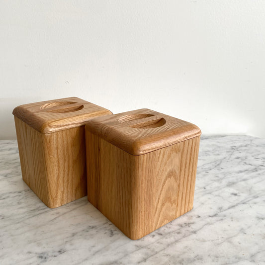 Pair of Vintage Postmodern Wood Storage Containers