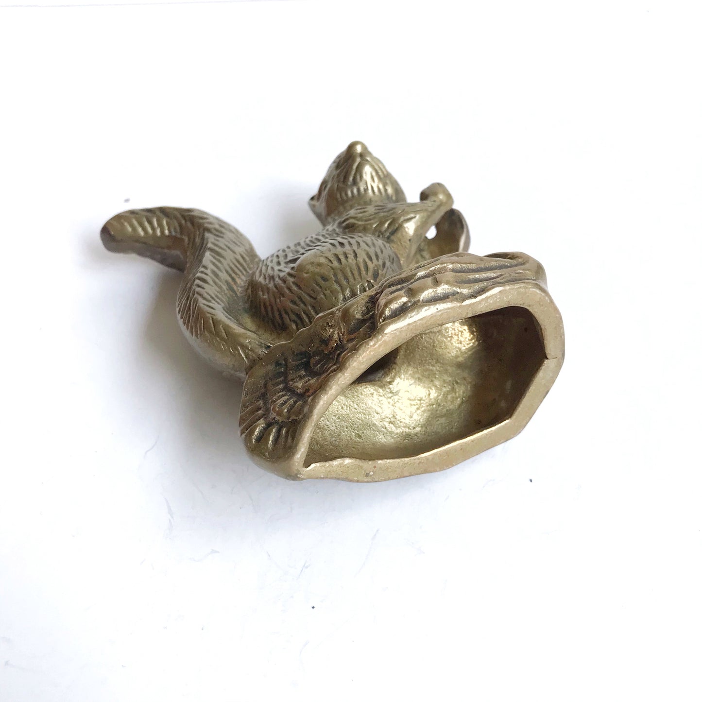 Vintage Brass Squirrel on a Log