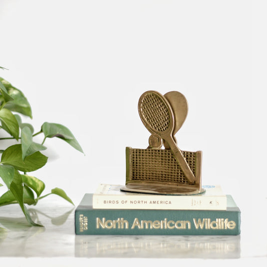 Pair of Vintage Brass Tennis Racquet Bookends