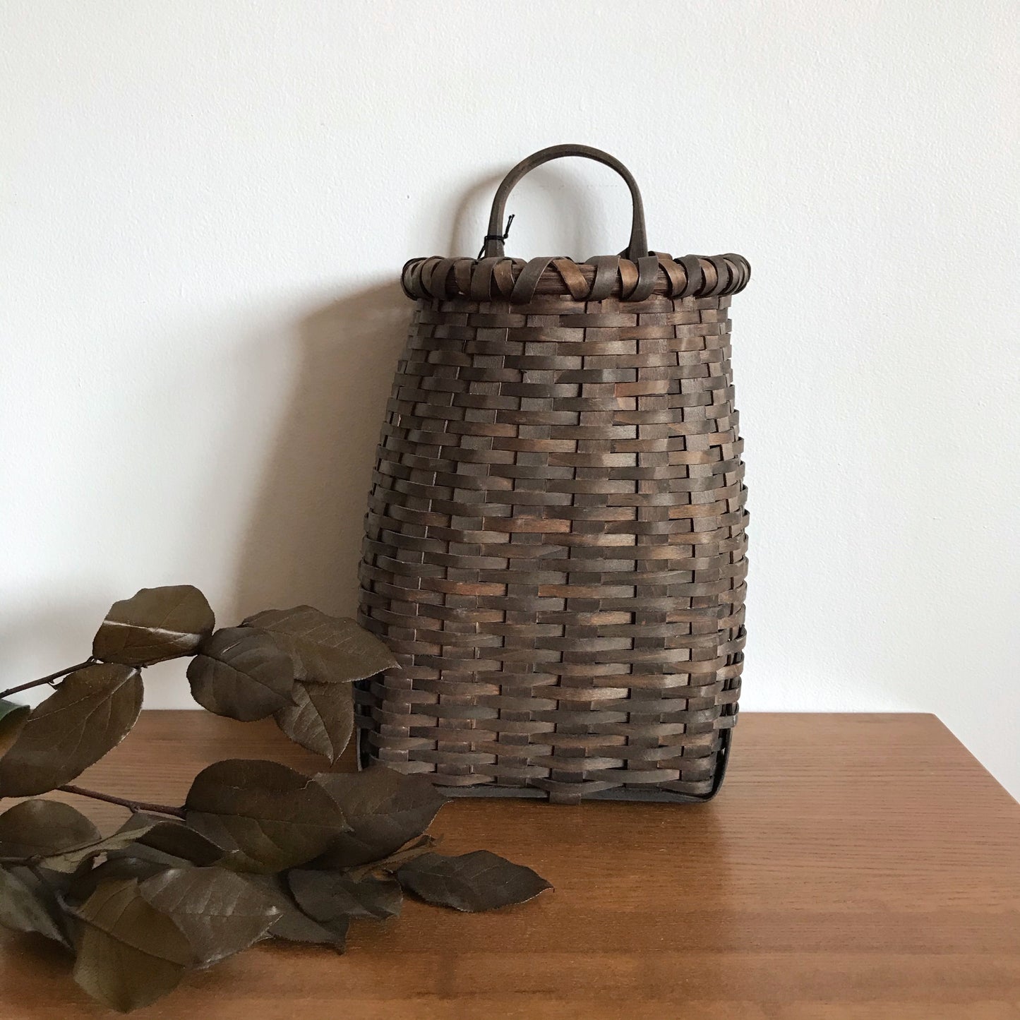 Dark Vintage Woven Hanging Basket
