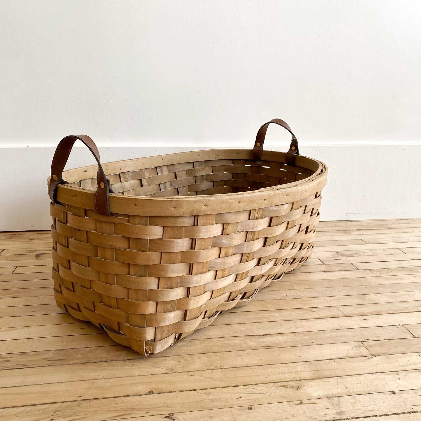XL Vintage Woven Basket with Handles