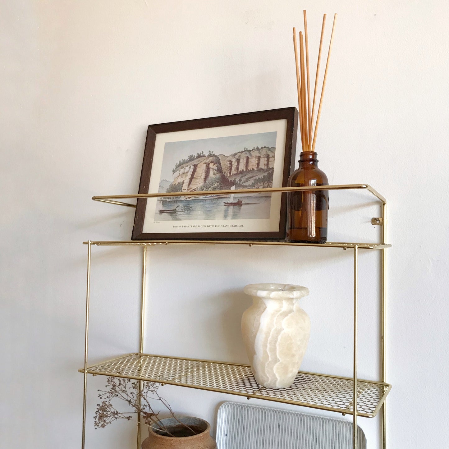 Vintage Gold Wire Shelving Rack