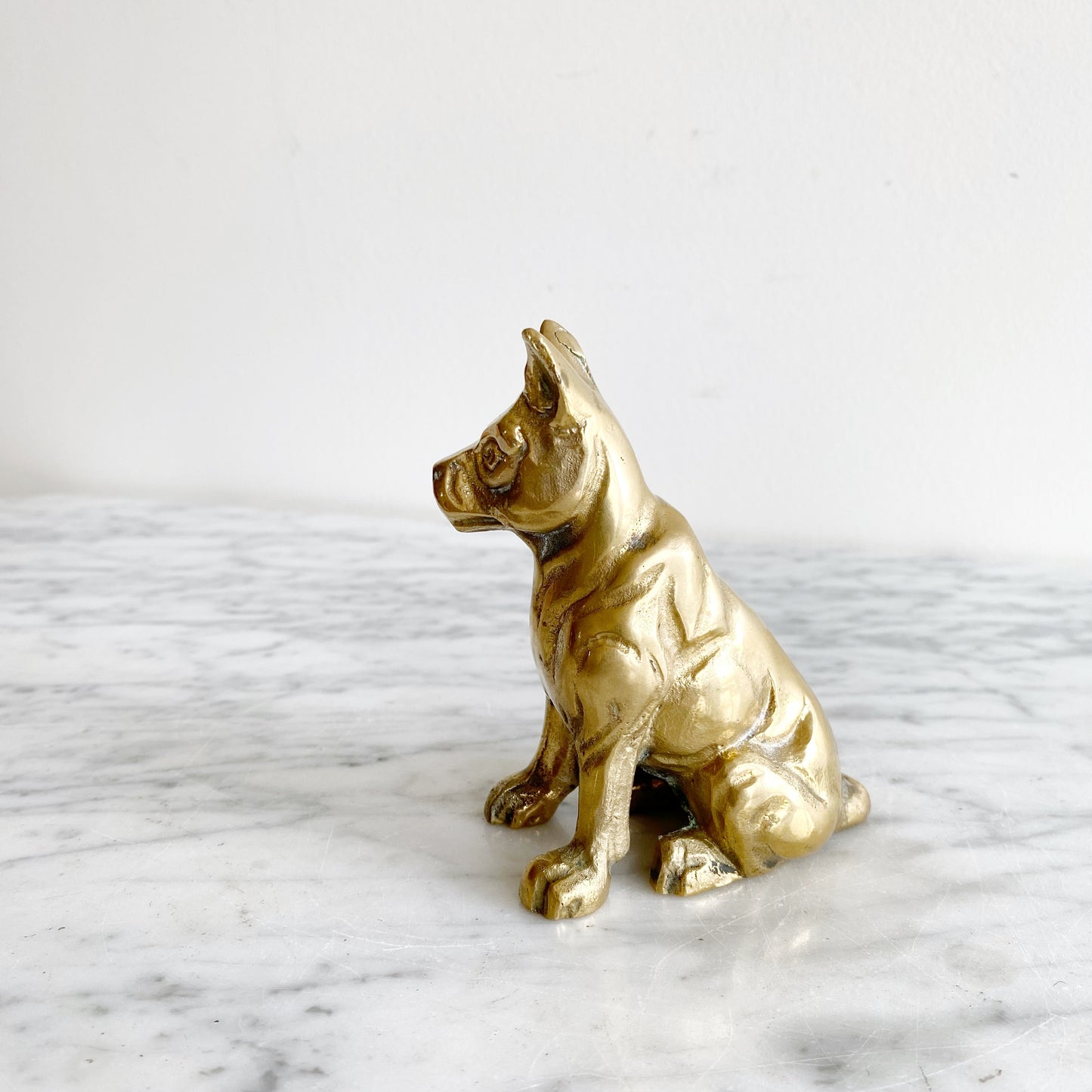 Vintage Brass Boxer / Terrier Dog, 5”