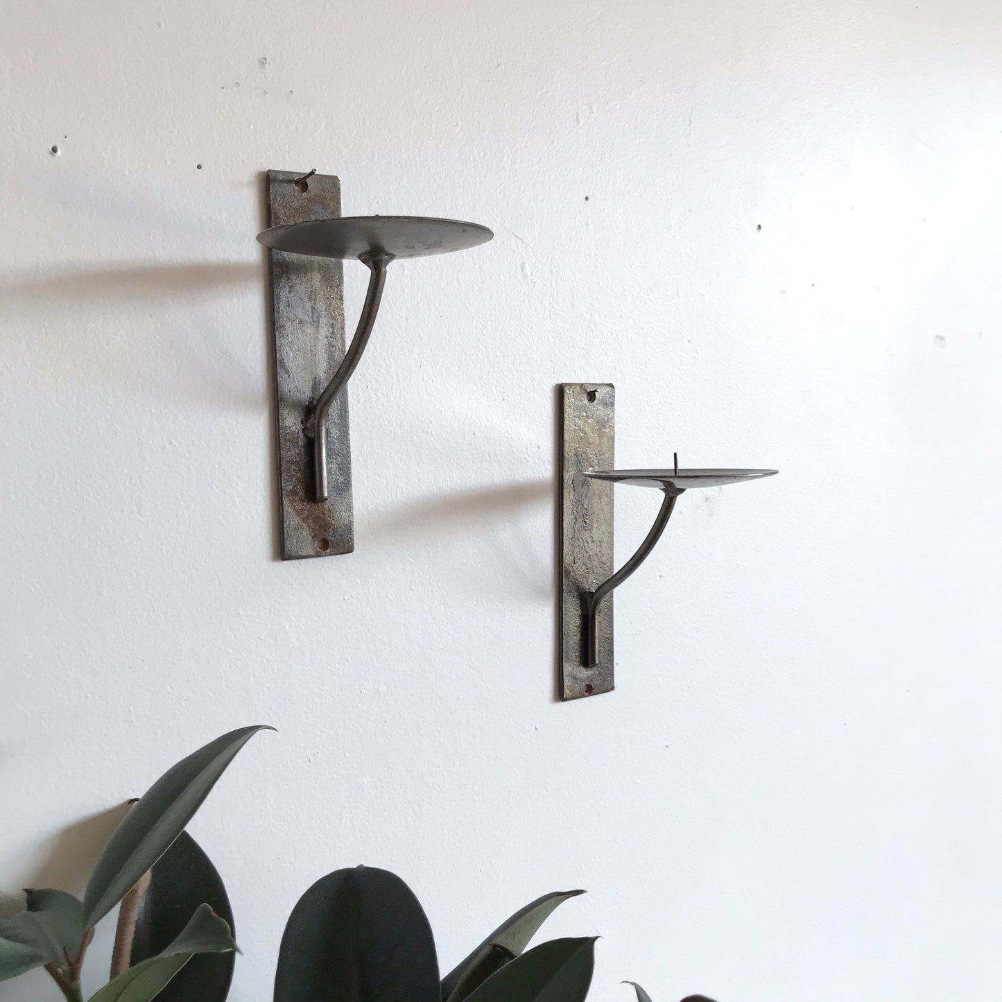 Pair of Vintage Metal Candle Sconces, Mexico