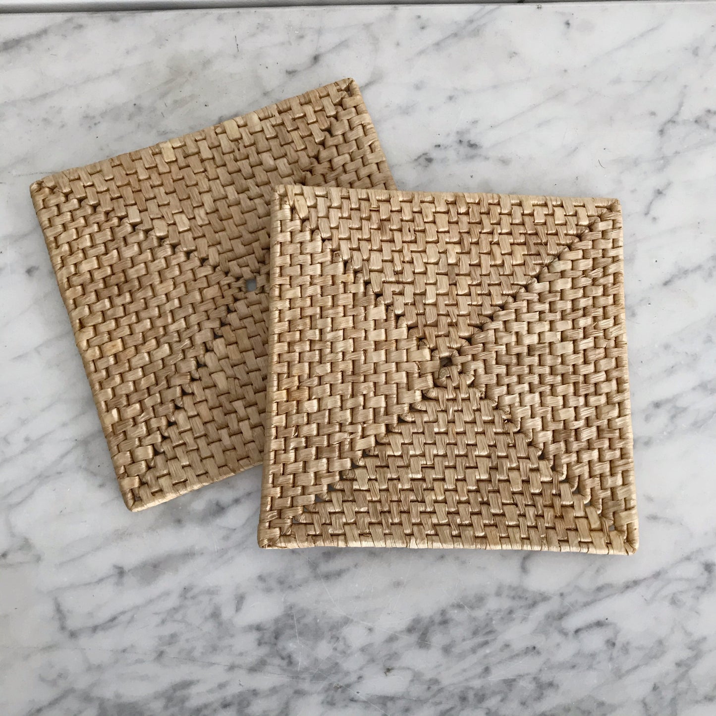 Pair of Woven Straw Square Trivets