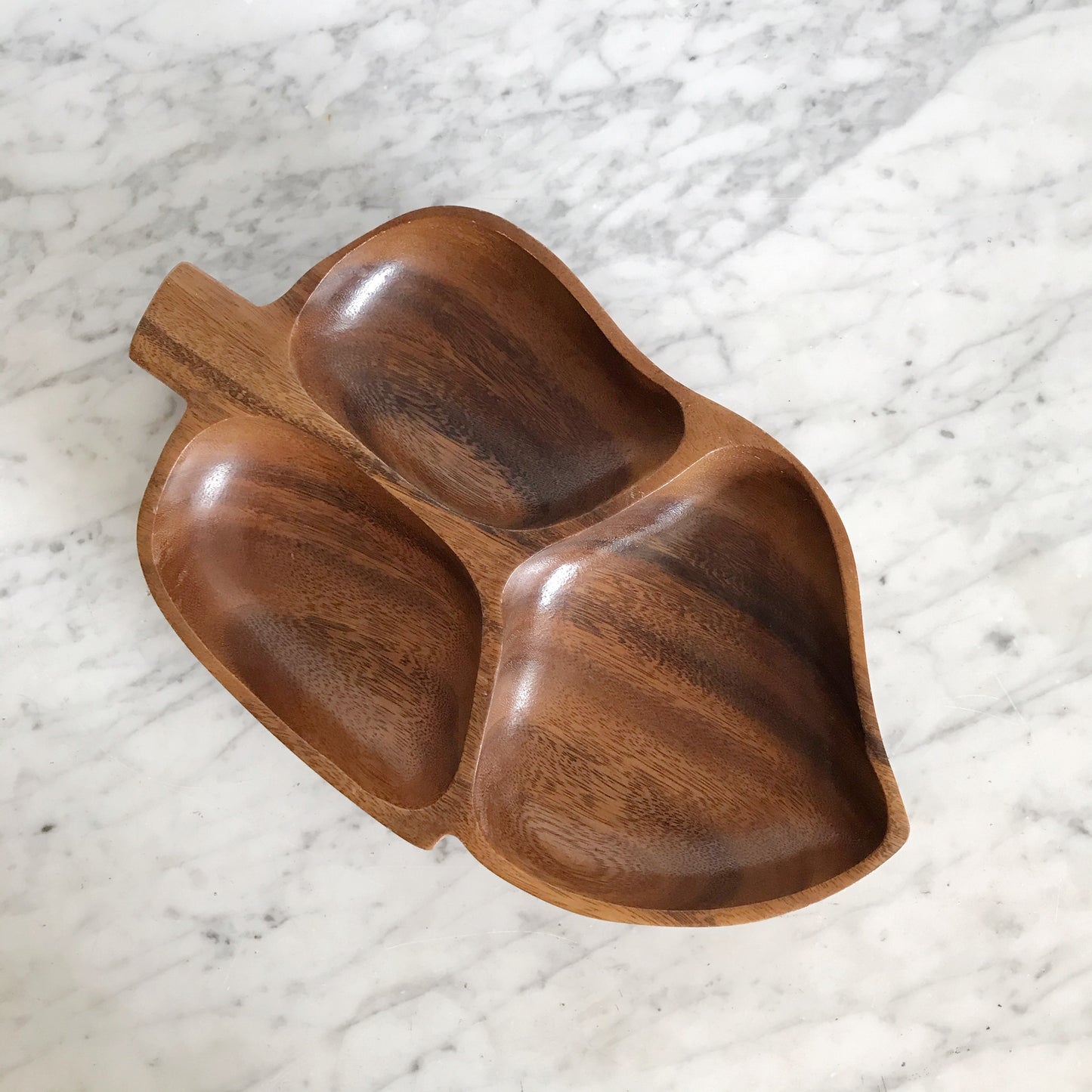 Vintage Wooden Leaf Serving Dish