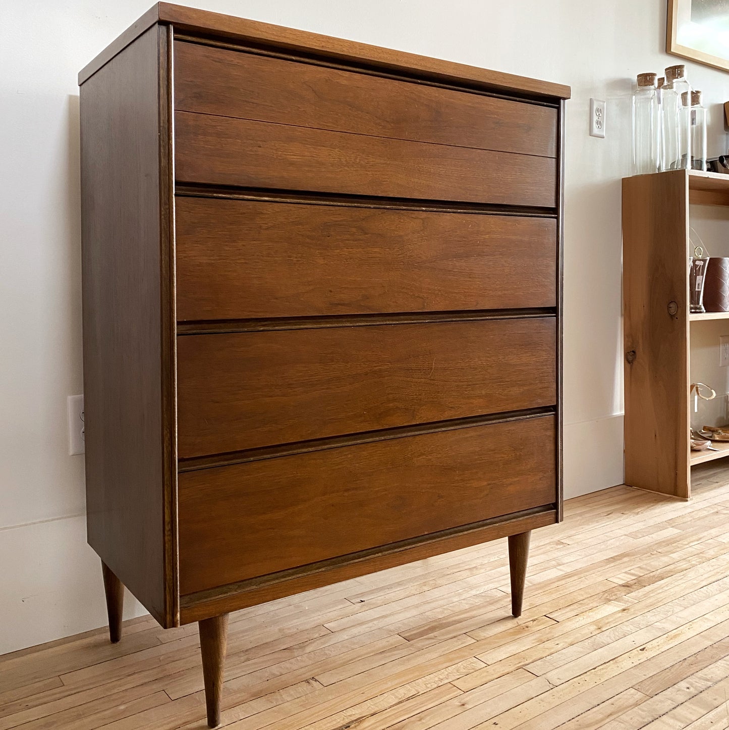 Vintage Mid-Century Tallboy Dresser by Bassett