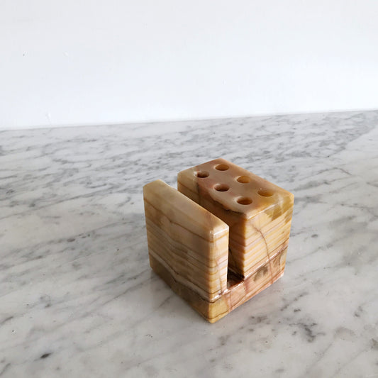 Vintage Onyx Pen and Letter Organizer