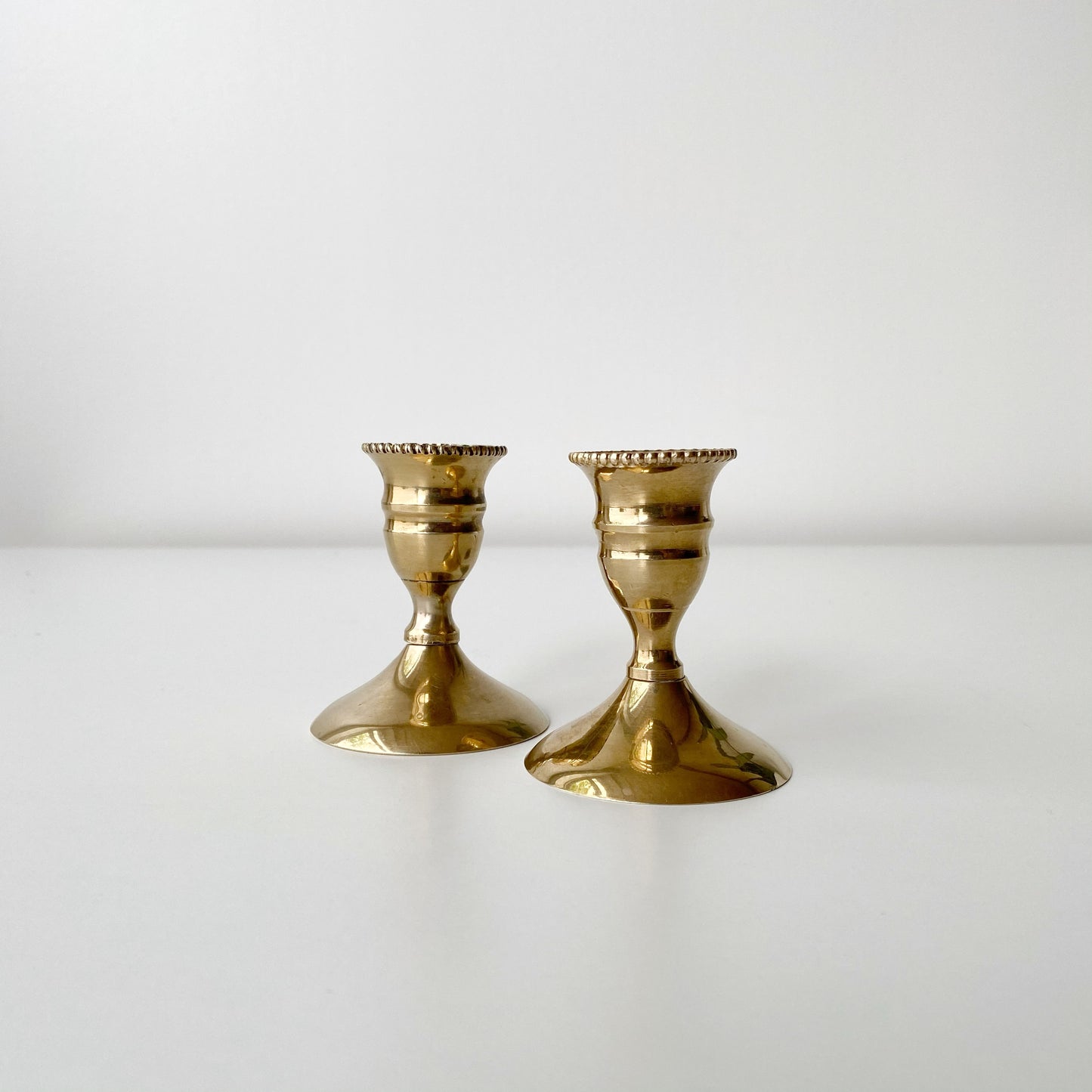 Pair of Vintage Solid Brass Candle Holders