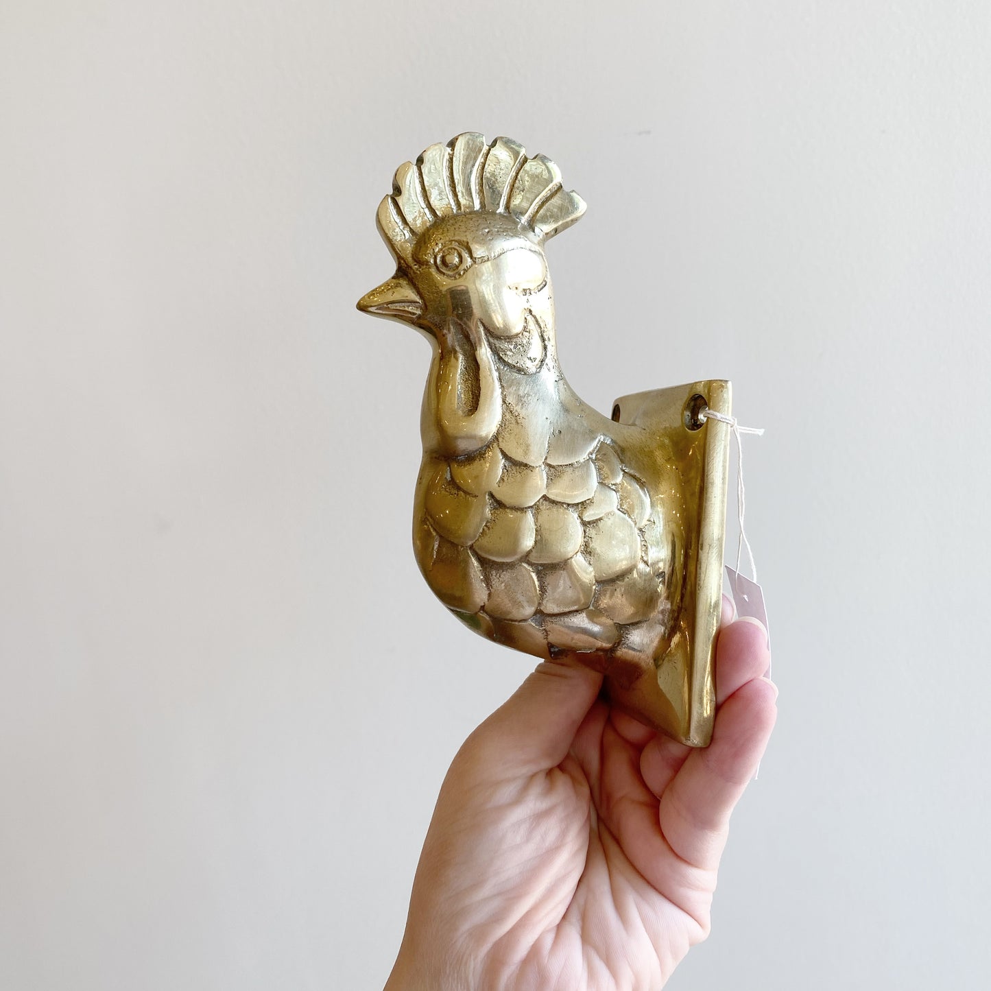 Vintage Brass Chicken Wall Hook